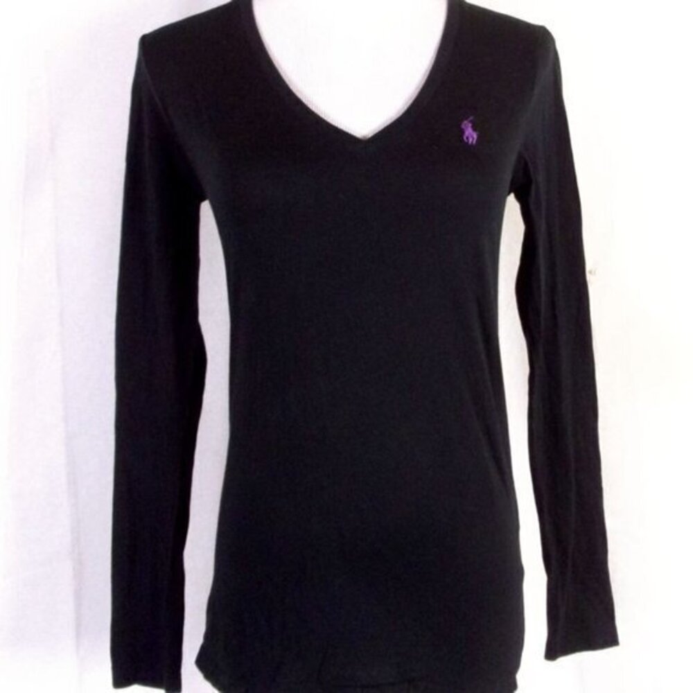 Ralph Lauren Womens Polo Meduim Black Long Sleeve